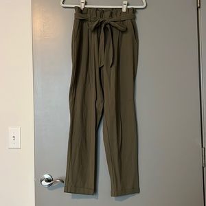 Green linen pants